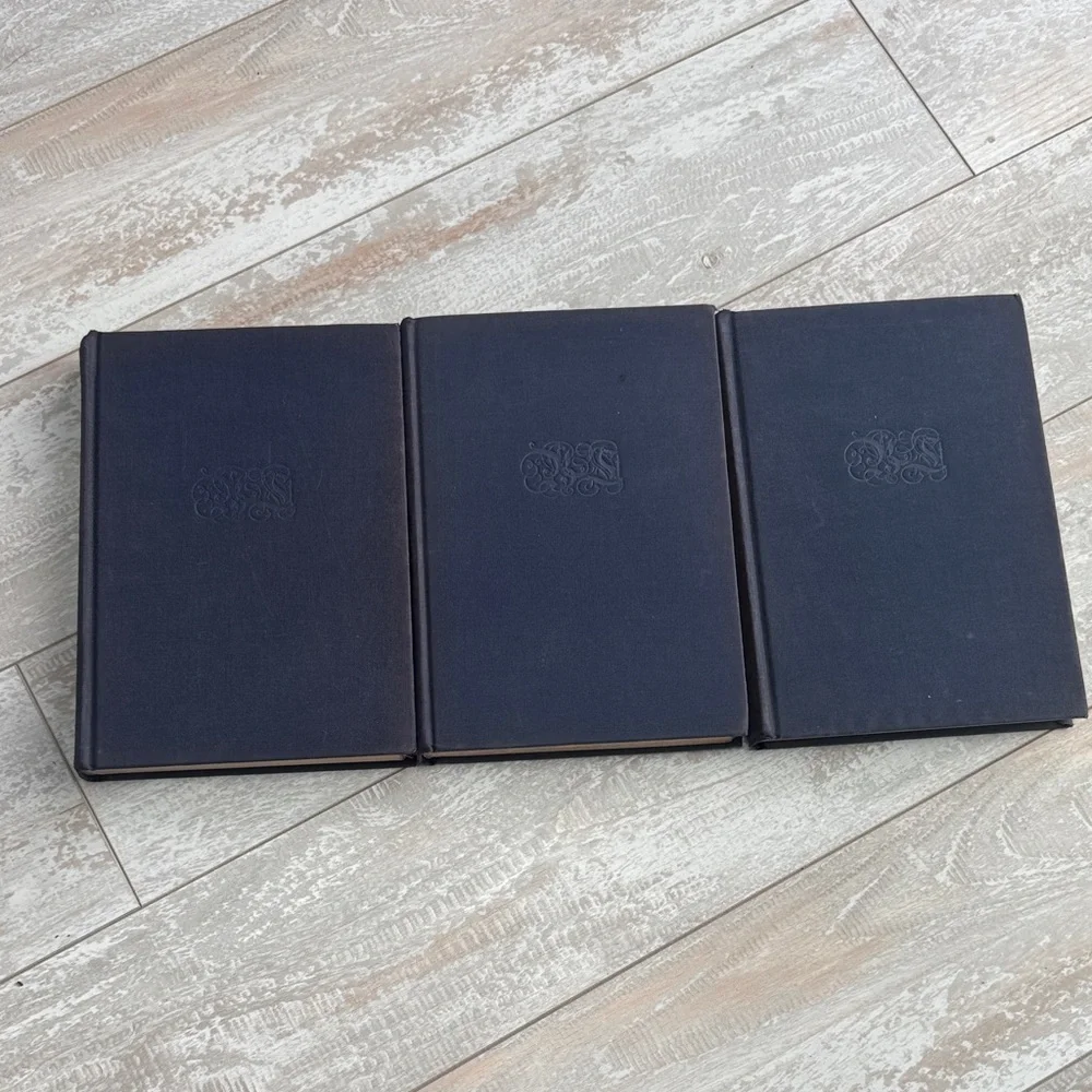 Set of Three Navy Blue Hardcover Vintage Antique 1940’s Books